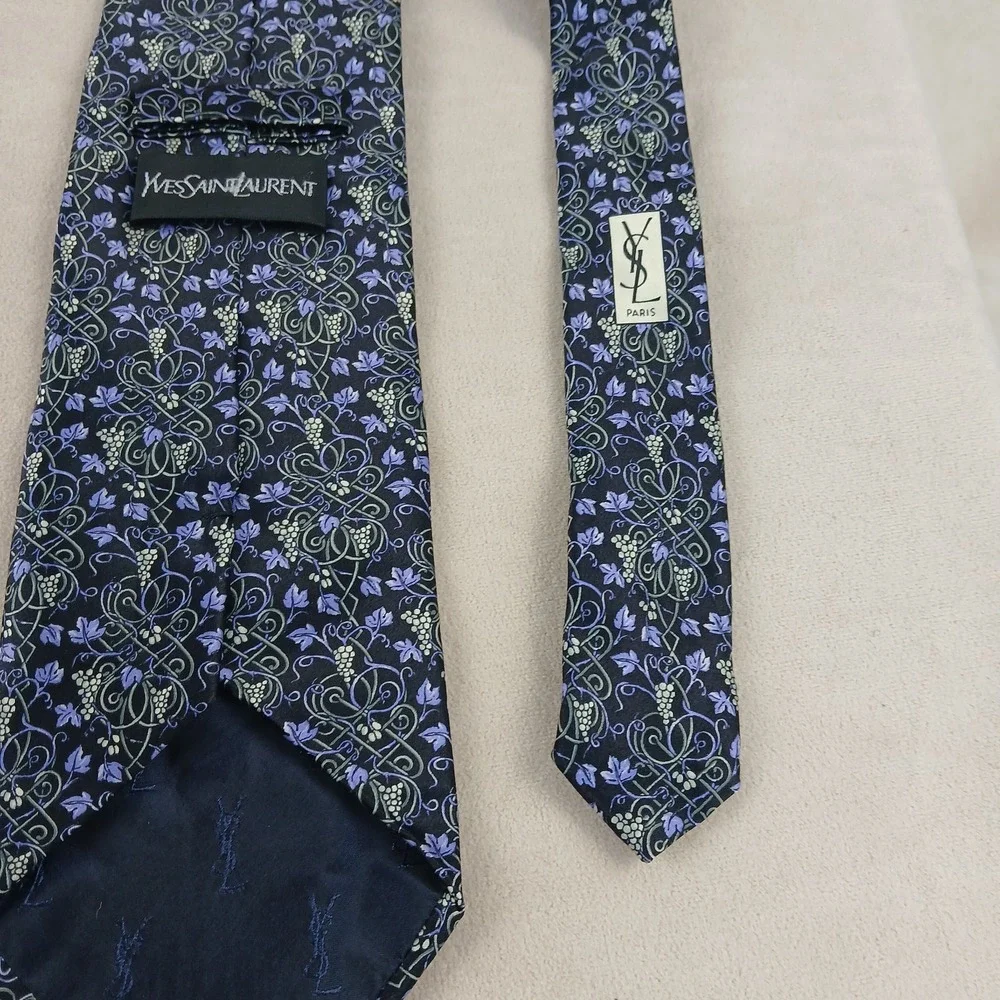 Yves‎ Saint Laurent YSL 3.75x58 Mens Tie Silk Geometric Floral Woven